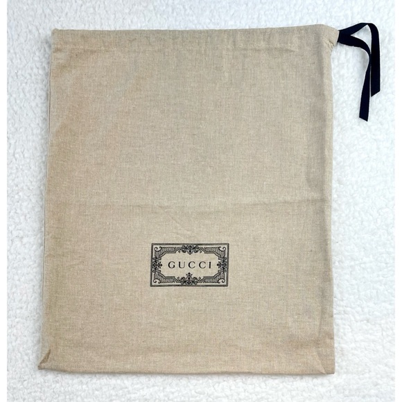 GUCCI • Tan Linen Small Logo Dust Bag - Picture 1 of 7